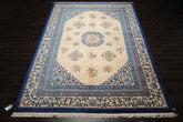 9x13 Ivory, Royal Blue, Rose Color Hand Knotted French Aubusson Savonnerie Wool Traditional Oriental Rug